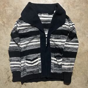 Vintage 60s Black/White Striped Buttonless Cardigan Sweater